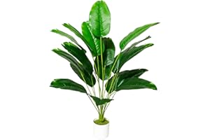 Zelihrdu Grande Plantas Artificiales Decorativas Tropic Árbol Artificial Realista Planta Falsa para Interior y Exterior Hogar Casa Baño Oficina Jardín Boda Decoración (80cm Ave del Paraíso Verde)