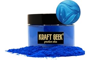 KRAFT GEEK Premium Neptune Blue Mica Powder 50g. Powder Dye for Epoxy Resin Pigment Natural Soap Colouring, Candle, Slime, Bath Bombs, Makeup, Nail, Fabric, Fabric dye, Wax Melts etc.