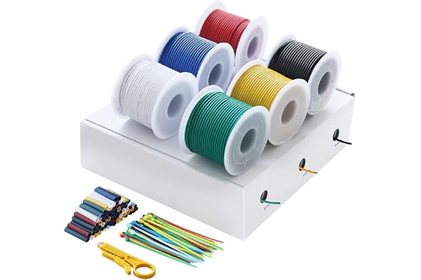 Elkabel, elektrisk kabelkabel – HuLuWa– 0,34 mm² 22 AWG kabel bulttråd av förtennad koppartråd (6 färger, spole, 8 meter vard