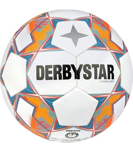 Pallone Da Calcio Derbystar Topic S-Light V21, 32 Pannelli, Cucito A Mano, Rosso/Giallo, Leggero 290g