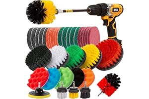 NOHJER Drill Brush Attachments Set,37pcs Power Scrubber Drill Brush Kit with Scrub Pad Sponge Polishing Pads for Bathroom Shower Scrubbing,Carpet Cleaning,Grout Scrubbing,and Tile Cleaning