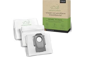 GRASHÜPFER® 3 Stück Wiederverwendbare Staubbeutel für DREAME und MOVA mit Reißverschluss für DREAME X40 Ultra, X50 Ultra, L10, L20, L40, L50 Pro Ultra, X30 Ultra, E30 Ultra, S20 und MOVA Z60, E30, P50
