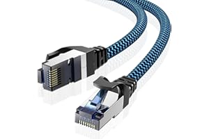 CABNEER Cable Ethernet 0,5M, Câbles Ethernet Cat 8 Réseau RJ45 Haut Débit 40Gbps 2000MHz Nylon Tressé Double Blindage Rallonge Ethernet Cat 8 Compatible avec Routeur Modem Décodeur TV