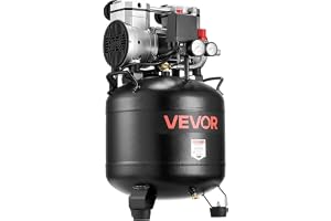 VEVOR Tryckluftskompressor 30 L, luftkompressor 2 PS, 113 l/min vid 6,2 bar, max. 10 bar tryck, oljefri kompressortank för bilreparationer, däckfyllning, lackering, träarbete och spikar
