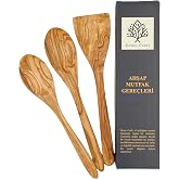 Demy Craft El Yapımı Zeytin Ağacı Mutfak Seti &ndash; 3 Par&ccedil;a Doğal Ahşap Kaşık ve Spatula Seti | 30 cm