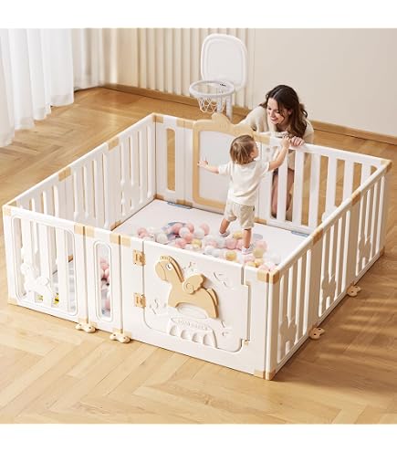 Recinto Bambini 14 Pannelli Box Bambini , Recinto Per Bambini Pieghevole In Plastica, Box Neonato In Plastica , Colore Blu E Bianco Recinto Per Neonati 14 Pannelli - 4