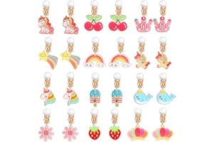 HIFOT 12 Pares Pendientes Clip para Niña Unicornio Arcoíris Fresa Sin Agujero Pendientes Princesa Vestir Accesorios de joyería para niñas