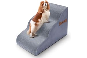 RUGOTUYONR Marchepieds pour Chien à 3 Niveaux, 32 x 60 x 30 cm, pour canapé et lit Haut, marches antidérapantes pour Animaux domestiques, Rampe en Mousse de 30 cm de Haut – Idéal pour Les Petits Animaux