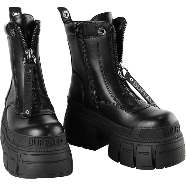 Buffalo - Stivali neri vegan-friendly con suola spessa e zip