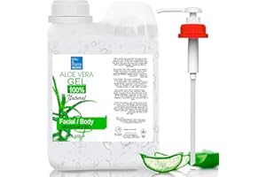 Gel d'Aloe Vera 100% Naturel Hydratant Visage Corps Masque Cheveux Après Epilation After Shave Soin Bébé Animaux Atténue Taches Brunes 1000 ml pompe doseuse