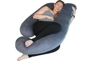 PinkFroggie Bardzo duża poduszka ciążowa w kształcie litery J, poduszka do spania na boku z poszewką na poduszkę, poduszka J, poduszka do karmienia XXL, poduszka do przechowywania, poduszka dla kobiet