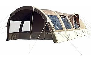 Berghaus Air 6XL Polycotton Tent for 6 People with Porch and Living Area, 6 Man, Inflatable, Easy to Pitch, Tunnel, Sewn In Groundsheet, Large and Spacious, Family Camping, Festivals, Brown