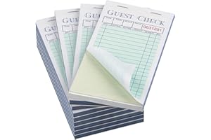 Guest Checks Server Note Pads 1000 Sheets With Carbonless Copy Paper for Restaurants (20 Books) 3.5" x 6.75" Per Ticket Book