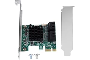 HEAYZOKI Adaptateur PCIE vers SATA, adaptateur de carte de contrôleur d'extension 4 ports PCIE vers SATA 3.0 6G avec dissipateur de chaleur plus grand, carte d'extension SATA 3.0 avec carte de circuit imprimé