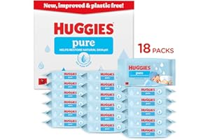 Huggies Pure Plastic Free Baby Wipes, Pack of 18 (864 Wipes)