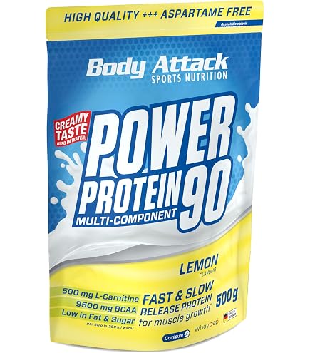 Body Attack Power Protein 90, Vaniglia, 500g, 5K proteine in polvere con proteine del siero di latte, L-carnitina e BCAA per la costruzione muscolare e il fitness