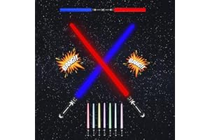 23GUANYI Lot de 2 Sabres Laser 7 Couleurs, Sabre Laser Enfant avec son et Ensemble de Sabres Lumineux Extensibles pour Fêtes Déguisées, Jouets d'anniversaire, Jouet pour Adultes et Garçons, Cadeau pour Enfants