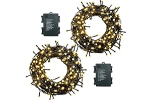 Meision LED Lichterkette Batterie 10m 100LEDs, Lichterkette Außen Innen mit Timer, 8 Modi, LED Lichterketten Batteriebetrieben für Weihnachten Halloween Hochzeit Party Deko, Warmeweiß, 2 Stk