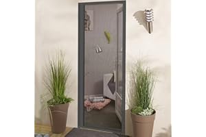 MADECOSTORE Moustiquaire Enroulable latérale en alu pour Porte et fenêtre - Gris Anthracite - L160 x H220cm