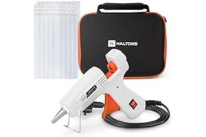 Haltons Hot Glue Gun, 20W Safe Electric Gun with 50 Melt Glue Sticks (150mm x 7mm), Perfect for DIY, Arts, Crafts and Repair, Compatible with Wood, Glass, Metal, Plastic & Fabric