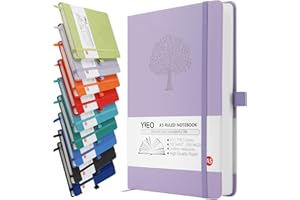 YIEO A5 Journal Notebook, 200 Pages Leather Notebook Journal for Men/Women, Hardback Note Book with 80GSM Lined Paper, No Bleed for Writing, Notepad for Office School Supplies, Purple