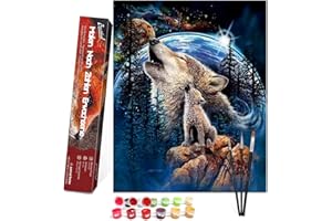 Bougimal Dipingere con i Numeri Adulti lupo, Decorazione della casa senza Telaio 40 * 50 cm