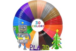 Aozzy 3D Stylo Fils Filament, Filament PLA 1.75mm Lot de 30 Couleurs Différentes, 197" Chaque Couleur, Pour Imprimante 3D et Stylo 3D