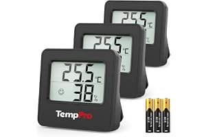 TempPro TP157-3 Digital Hygrometer Inomhustermometer för hem | fuktighetsmätare med temperaturfuktighetssensor och ansiktsiko