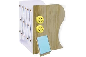 Qualsen Book Ends Adjustable Bookends, Metal Book Ends for Shelves Non-Skid Heavy Duty, Bookends for School Library Classroom Office Home (1 Piece, Imitation Wood)