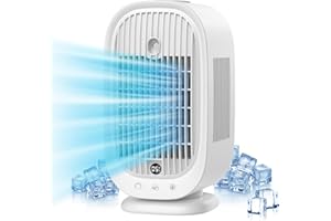 LINENIX Climatiseur Mobile, Climatiseur Portable, Refroidisseur d'air 4 en 1, 45°/90°/120° Oscillation, 5 Vitesses, 2 Modes de Brume, Mini Climatiseur avec affichage LED, Idéal pour Maison, Bureau