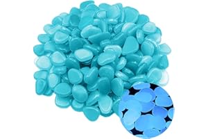 Enzyluxe 300 PCS Blue Glow Pebbles,Glowing Pebbles Mini Decorative Plastic Luminous Garden Stones Gravel Decoration for Garden Pathway Yard Aquarium Fish Tank(blue)