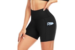 ACTINPUT Radlerhose Damen mit Taschen High Waist Yoga Shorts Kurze Leggings Blickdicht Sporthose Hotpants