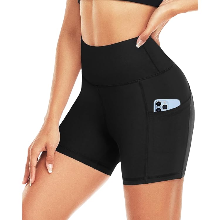 Desol Women's 8" Yoga Shorts With Pockets - High Waist Biker Shorts, Tummy Control, 77% Polyester 23% Spandex