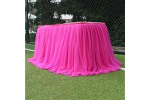 MARITOWN 39 Zoll Tüll Tischrock Rosa Blau Lila Gaze Tutu Tischrock Für Hochzeit Geburtstagsfeierteile Kuchen Tischdekorationen (L-Rose Red)