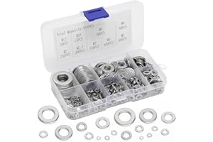 MAIXINNEW 910 Piezas Arandelas Metálicas Planas, Arandelas Planas de Acero Inoxidable, Arandelas Acero Inox para Tornillos y Pernos (M2, M2.5, M3, M4, M5, M6, M8, M10, M12)