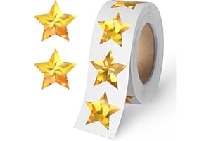 AIXOOM 1" Gold Star Stickers for Kids Reward, 500 Pcs Foil Star Metallic Stickers Roll for Behavior Chart, Student Planner and School Classroom Teacher Supplies
