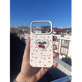 Lavderuar Cherry Loves Nakışlı Kawaii Kiraz Desenli Telefon Kılıfı &ndash; iPhone ile Uyumlu, Darbe Emici, Şık ve Dokulu Arka Kapak