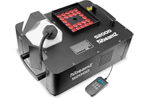 Beamz S2000LED Machine à fumée professionnelle avec 24x LED RBG • 2000W • LED de 3W • Réservoir 2.5L • Important débit de fumée 530m3/min • Télécommande • DMX • Idéal pour tout type d’évènement