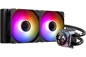 GOLDEN FIELD LL240 Black AIO Liquid Cooler CPU Water Cooling Cooler, 2 ARGB PWM Fans, TDP 200W CPU Fan with Infinite mirror vision pump, compatible with AMD AM4/AM5, Intel LGA2011