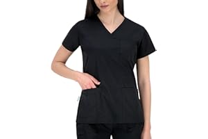 B-well Andrea Berufskleidung Damen Kasack Pflege Kasack Schlupfkasack Kurzarm V-Ausschnitt für Krankenschwester, Zahnarzt, Ärzte, Dienstmädchen, Studenten, Tiermediziner