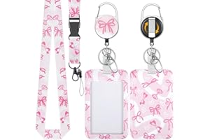 Uniclife Porte Badge Coulissant Motif Nœud Papillon Plastique Enrouleur Badge Rétractable Mousqueton et Lanière Détachable Porte Carte Navigo Vertical Gaufré Travailleur Infirmier Enseignant Étudiants