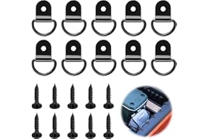 Qaum 10 Pcs Anneaux d'Arrimage en Acier Inoxydable en D - en Acier Inoxydable - pour Remorque - 36 X 4,5 Mm - Noir - avec Vis avec Charge De 100 Kg - Durable - pour Camion, Mécanique, Camping