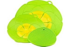 Kochblume Profi-Set für Töpfe von 14 bis 28 cm mit Bionic Multipad als Set in der bunten Box | Silikon Überkochschutz und Untersetzer/Topflappen (Limette)