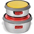 Sumeet Modena Stainless Steel Food Storage Airtight & Leak Proof Containers Set of 2pc (400 ml & 500 ml), Silver