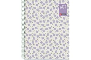 Miquelrius - Cuaderno A4, Cuadrícula 5 mm, Tapa dura de cartón plastificado, Libreta A4 con 80 hojas microperforadas, Papel Extra Opaco 90 g/m², Espiral metálico, 4 taladros para archivar