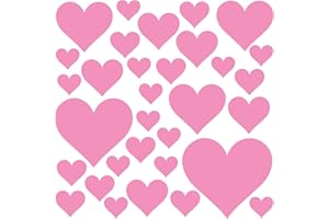 PREMYO 32 Corazones Pegatinas Pared Infantil - Vinilos Decorativos Habitación Bebé Niña - Fácil de Poner Rosa