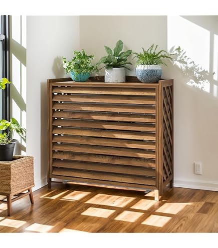 SeraphicCharm Cache Climatiseur Extérieur Bois 100x44x93cm - Housse Protection Pompe à Chaleur