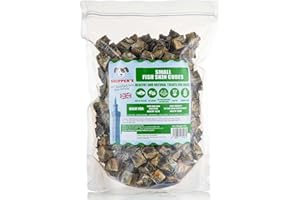SKIPPER'S Dried Fish For Dogs - Whitefish Skin Jerky Cubes Dog Treats 100% Natural, Healthy, Grain Free & Low Fat - BULK VALUE (Cube Size Small, 1kg Pack)