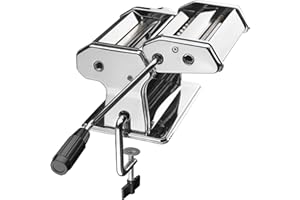 LACOR - 60390 - Máquina de Pasta Fresca, Máquina Laminadora Manual, Cocina Pasta Casera, Acero Inoxidable, Incluye Tornillo para unir a la Mesa, 145 mm