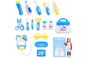 Queta Arztkoffer Arzt Spielzeug Dentist Doktor Set 18-teiliges Medizinische Kit Lernspielzeug Kinder Rollenspiele für Kleinkinder ab 3 Jahren (Blau)